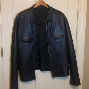 Black leather motorcycle jacket. Great condition.